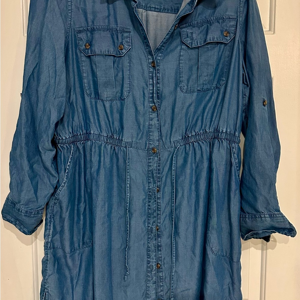 Time and Tru Soft Chambray Utility Shirt Dress XL